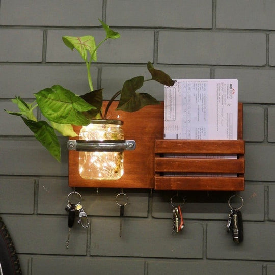 Wall Key Holder Jar Planter with Light - Barish